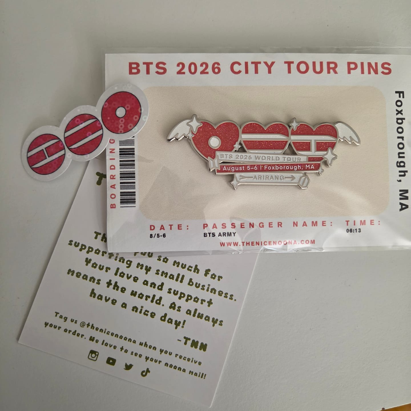 Customer photo review of (PREORDER) BTS 2026 City Tour Pin - USA Only