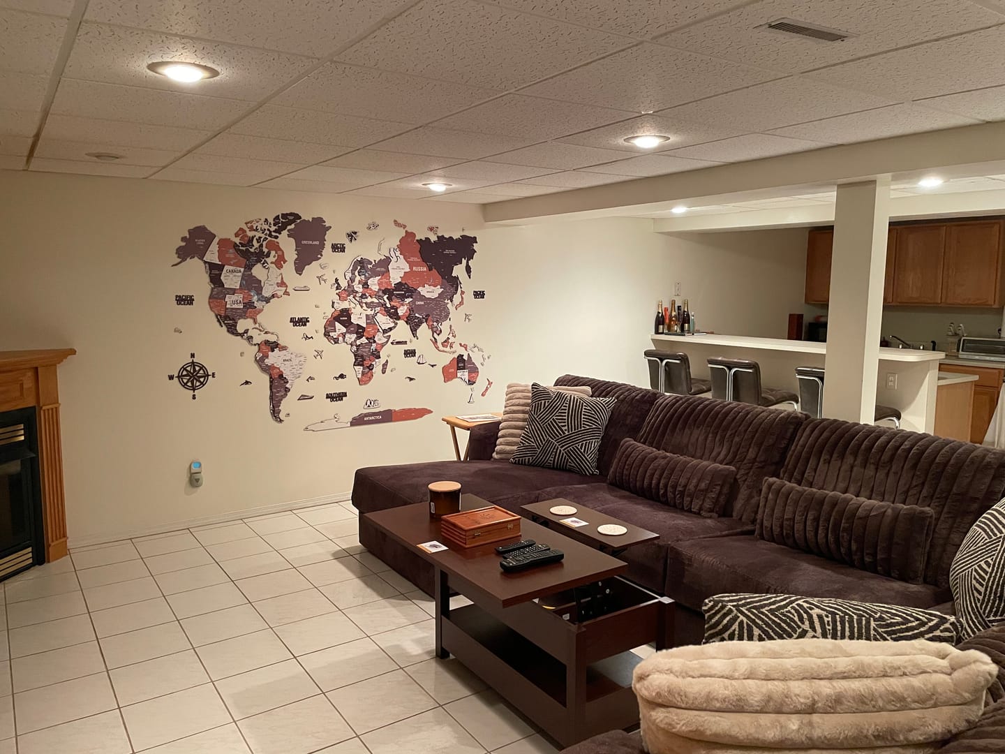 Customer photo review of Wooden World Map Wall Art - UV Print, 3D Map with Vibrant Colors (Soil)
