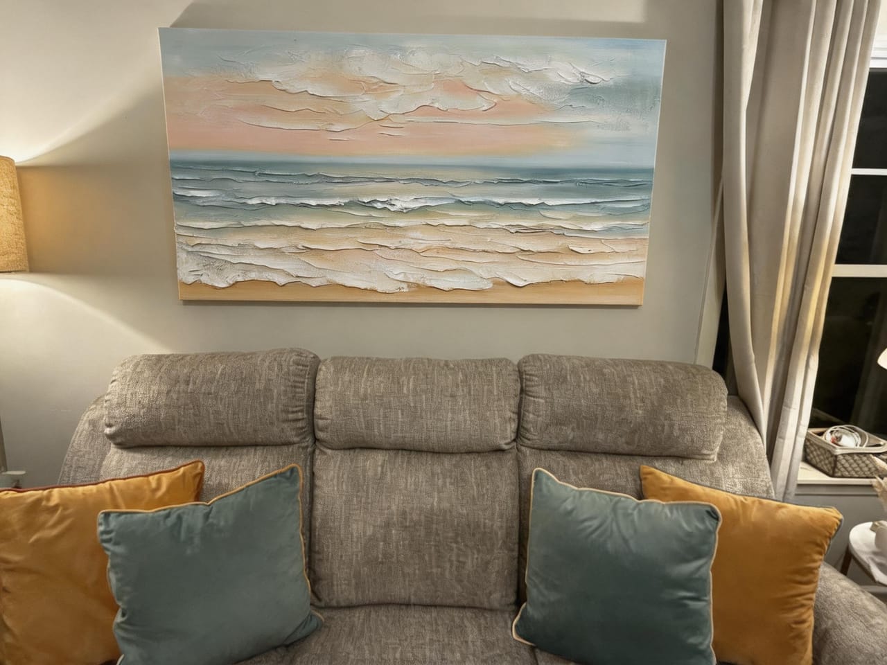 Customer photo review of Colorful Abstract Ocean and Sky Textured Canvas Art #OC008