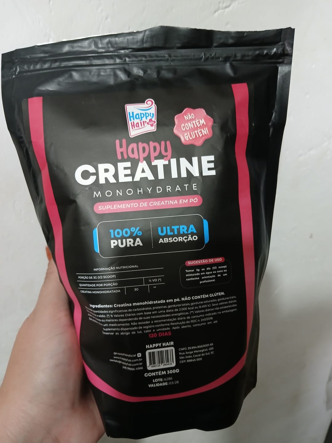 Customer photo review of Creatina Monohidratada 100% Pura 300g - Happy Creatine