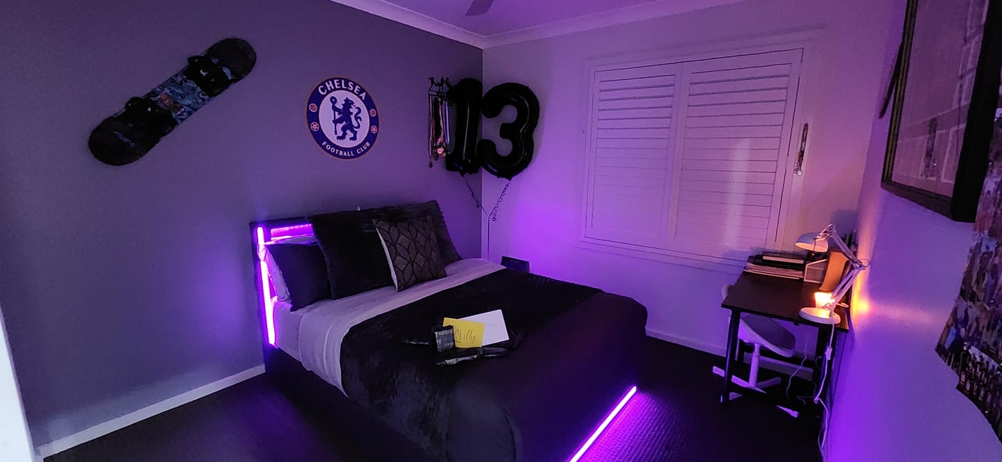 Customer photo review of Queen Bed Frame with Storage Drawers LED Lights & USB
