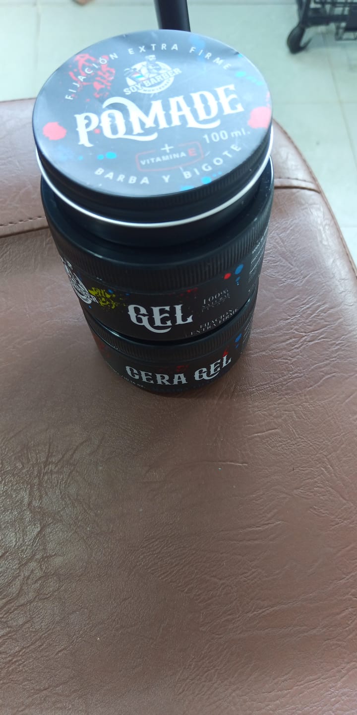 Customer photo review of Soy Barber - 3 Pack cera gel, gel y pomada