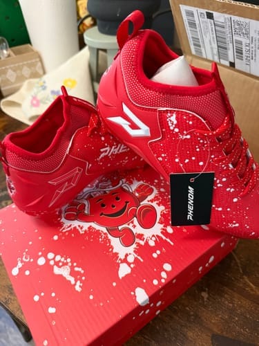 Customer photo review of Kool-Aid 'Cherry' Cleats — Quantum Speed by Phenom Elite