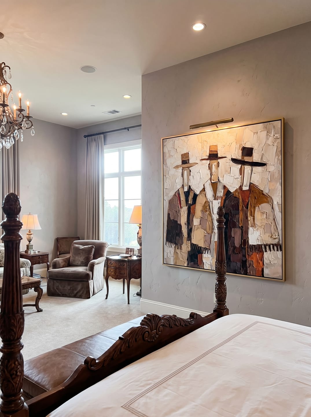 Customer photo review of The Quiet Assembly – Mid-Century Neo-Expressionist Figures Heavy Impasto Painting | Earth Tone Palette Knife Abstract Portrait Canvas for Modern Living Room & Study