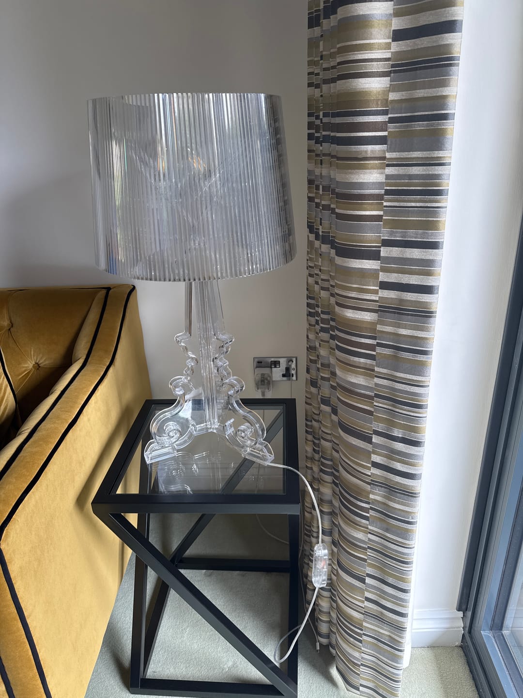 Customer photo review of Twisted Glass Matte Black Side Table