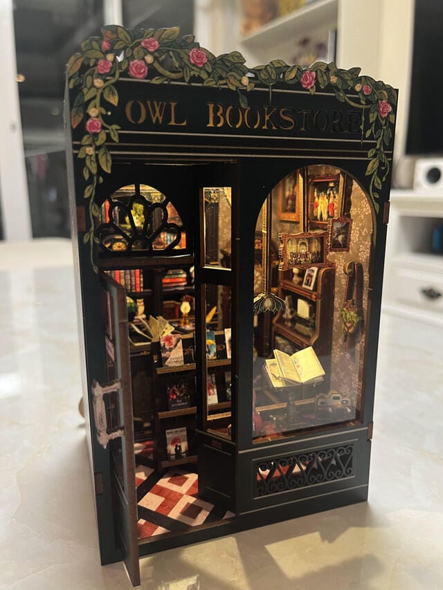 Customer photo review of DIY Book Nook kit - Owl Bookstore