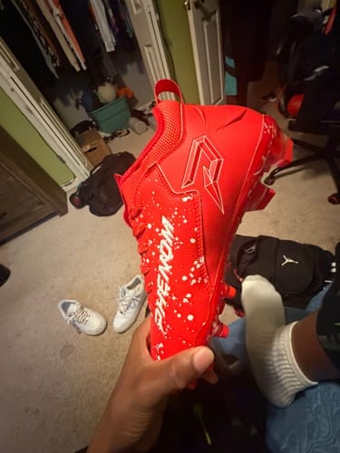 Customer photo review of Kool-Aid 'Cherry' Cleats — Quantum Speed by Phenom Elite