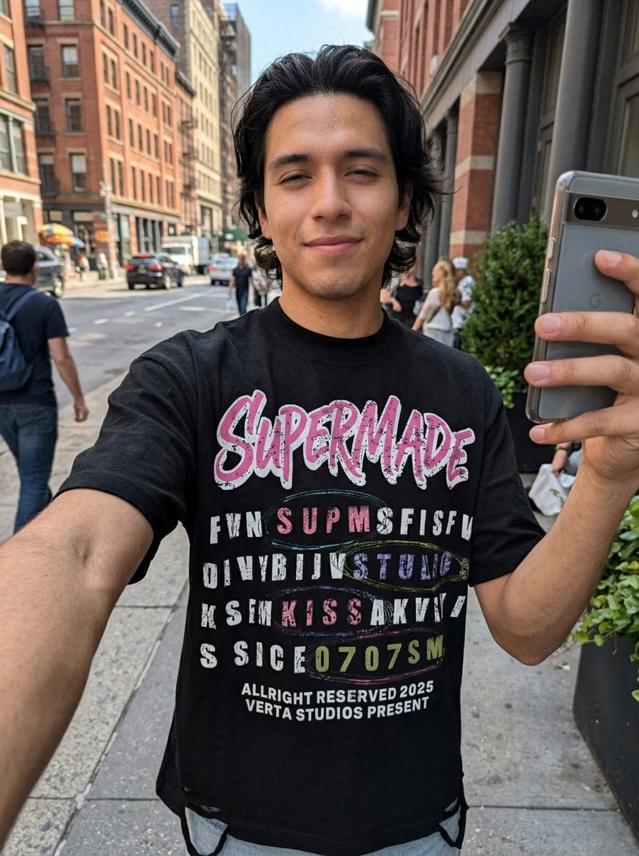 Customer photo review of Retro Letter Graphic T-Shirtc - 2603