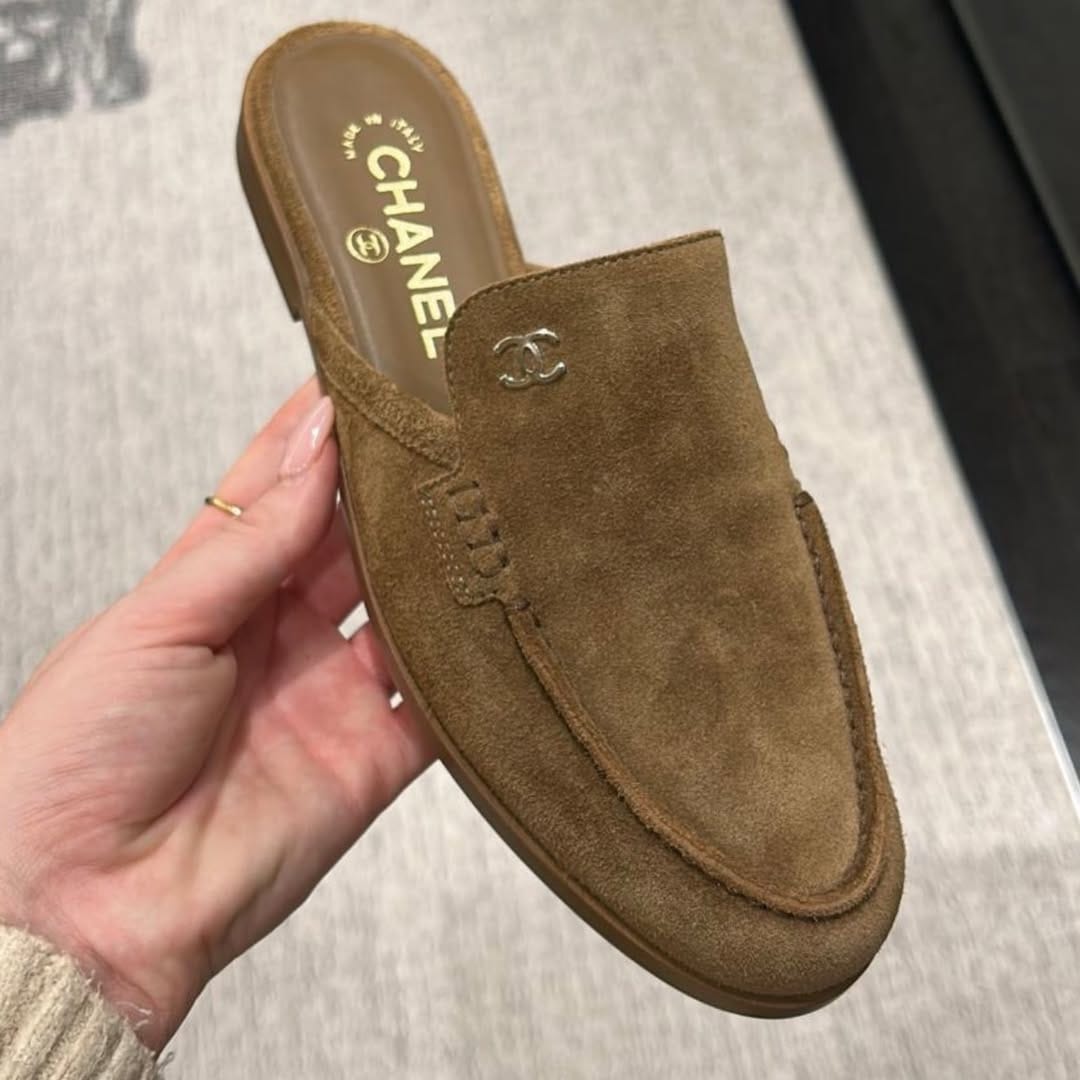 Customer photo review of CC 26s Double C Mule Caramel Brown Suede 645303