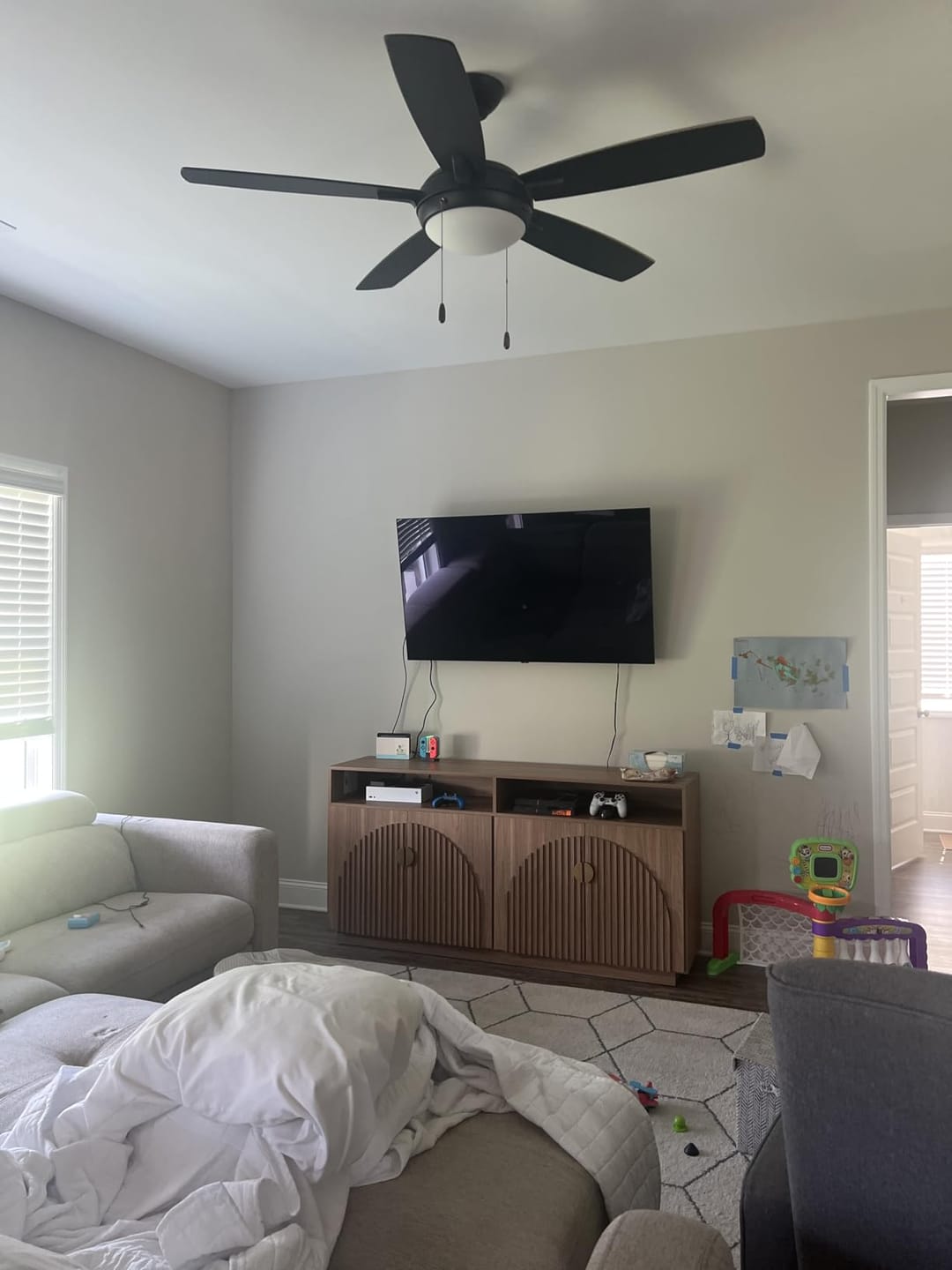 Customer photo review of 65" Fluted Arched Door Modern TV Stand