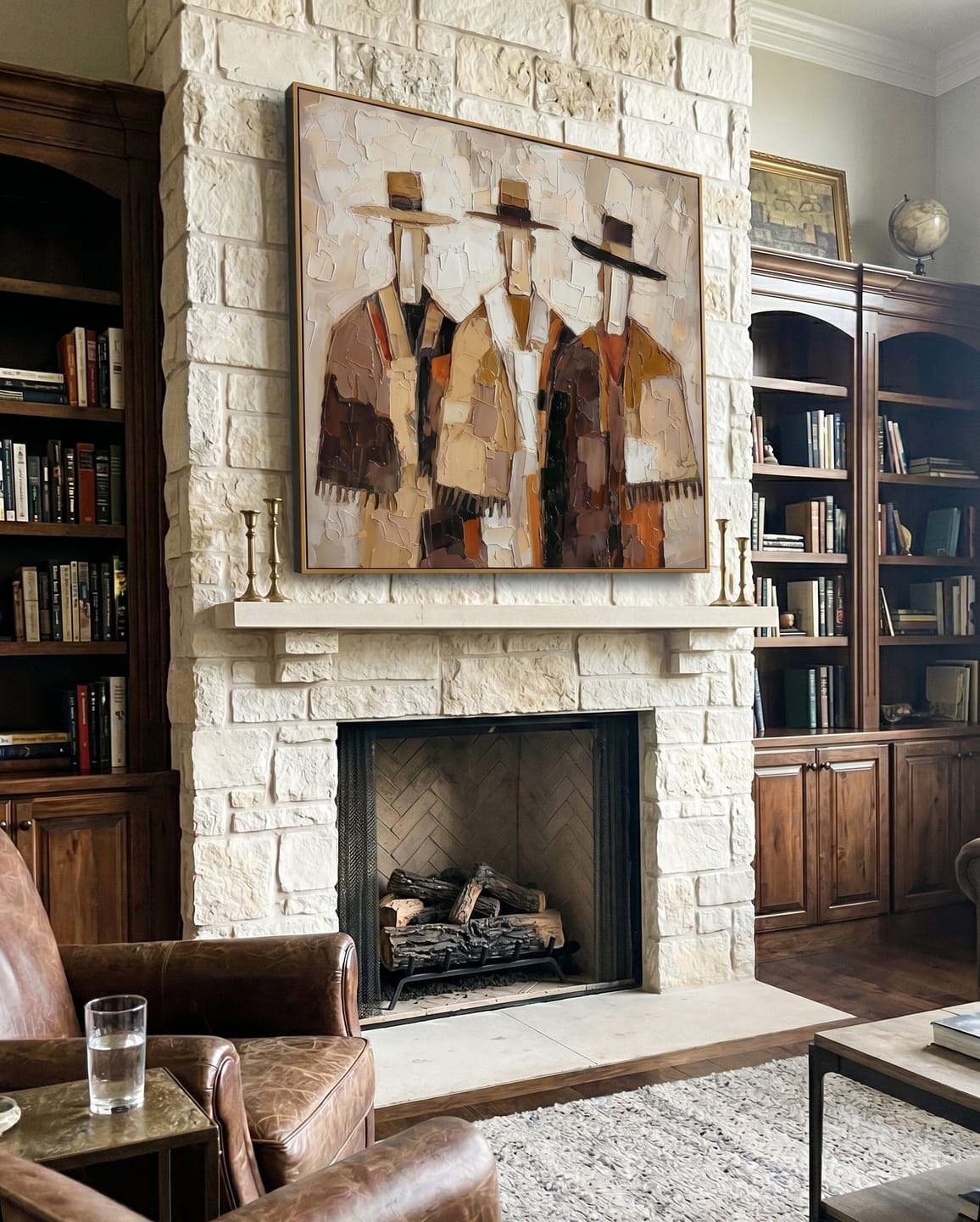 Customer photo review of The Quiet Assembly – Mid-Century Neo-Expressionist Figures Heavy Impasto Painting | Earth Tone Palette Knife Abstract Portrait Canvas for Modern Living Room & Study