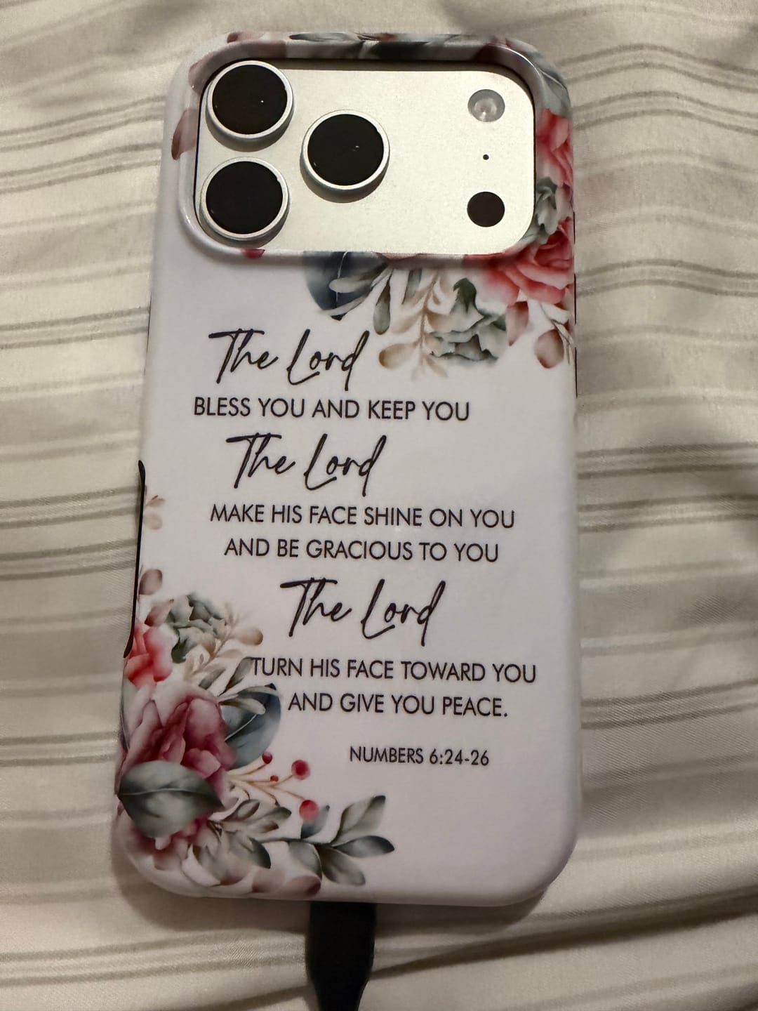 Customer photo review of The Lord Bless You And Keep You, Floral, Numbers 6:24-26 Phone Case
