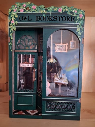 Customer photo review of DIY Book Nook kit - Owl Bookstore