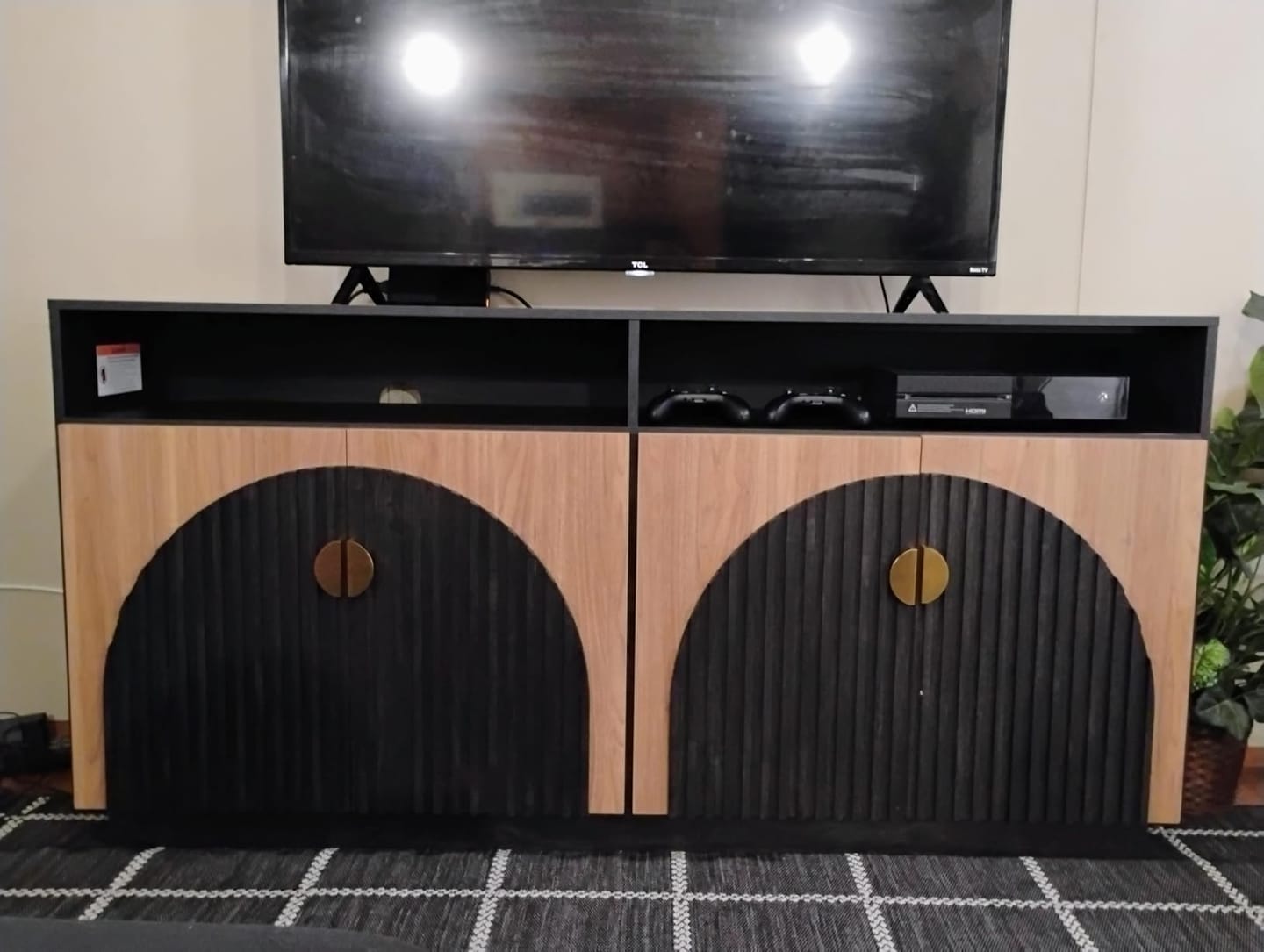 Customer photo review of 65" Fluted Arched Door Modern TV Stand