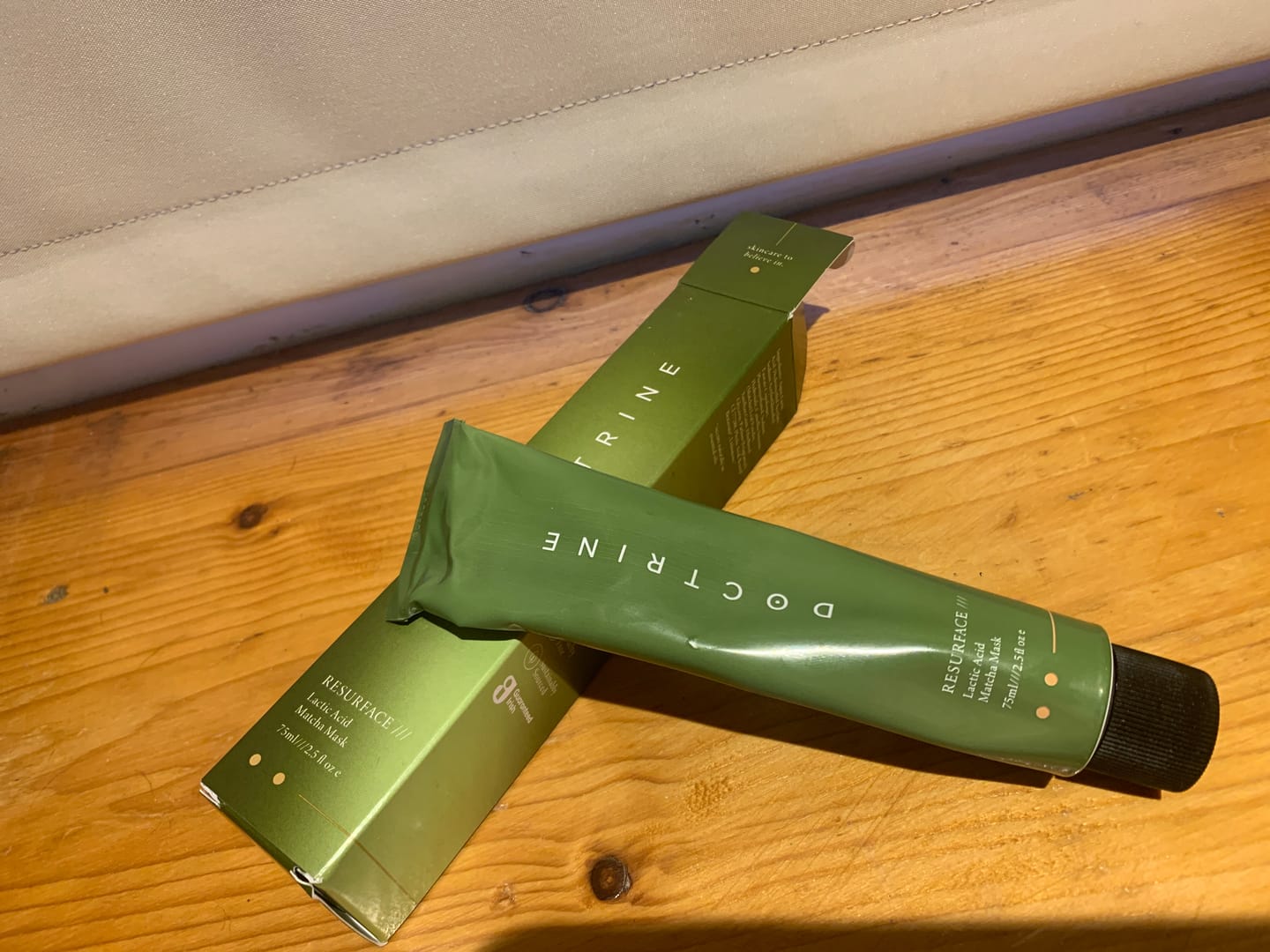 Customer photo review of Resurface Lactic Acid Matcha Mask