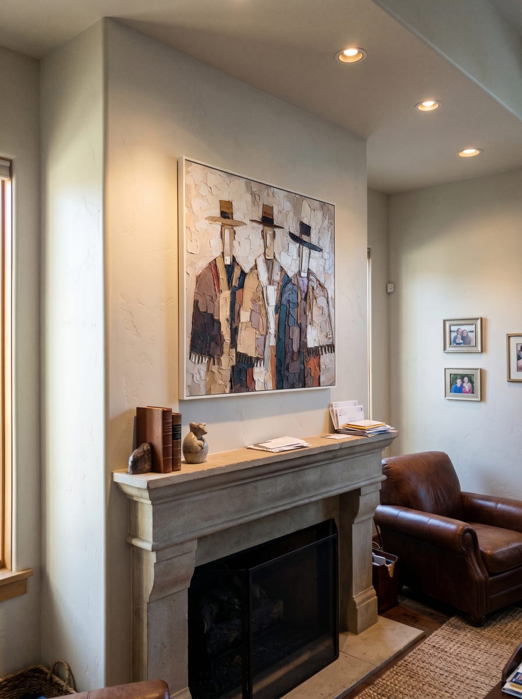 Customer photo review of The Quiet Assembly – Mid-Century Neo-Expressionist Figures Heavy Impasto Painting | Earth Tone Palette Knife Abstract Portrait Canvas for Modern Living Room & Study