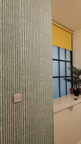 Customer photo review of Boho Bead Stripe Wall Stencil