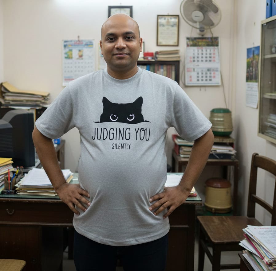 Customer photo review of Judging You Silently Unisex Oversized Cotton T-Shirt