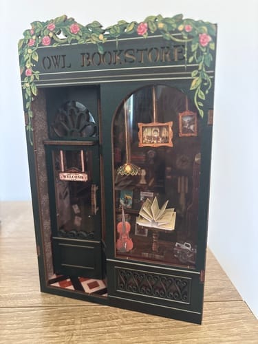 Customer photo review of DIY Book Nook kit - Owl Bookstore