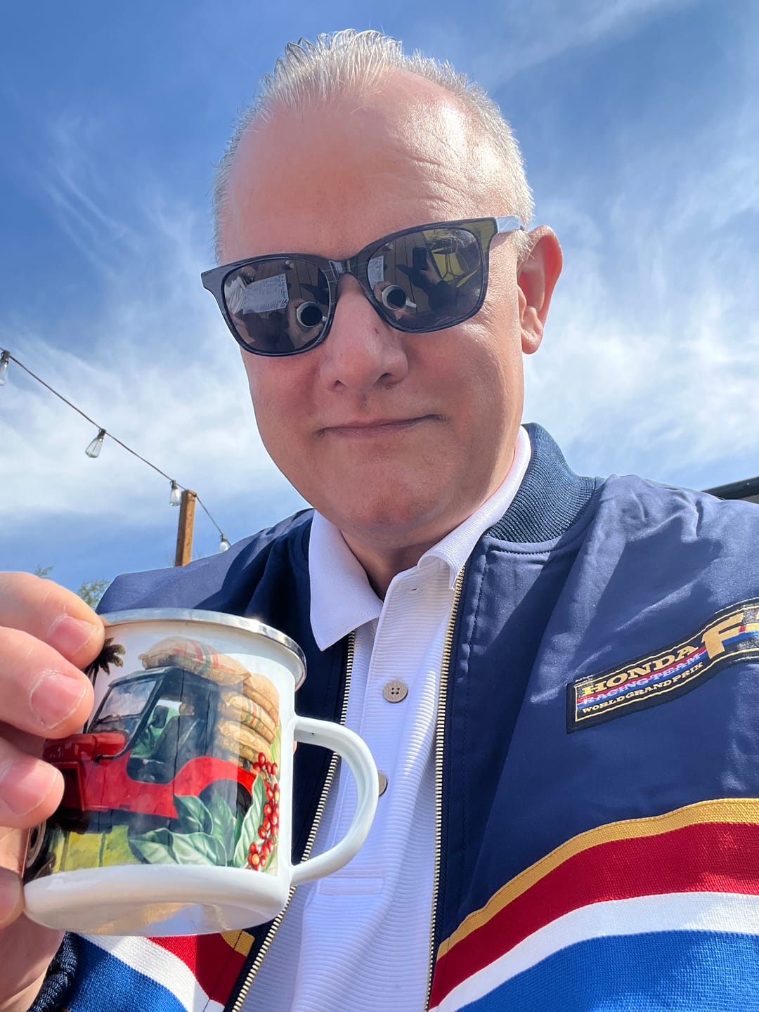 Customer photo review of 1986 Honda F1 Team Aviator Jacket (Blue)