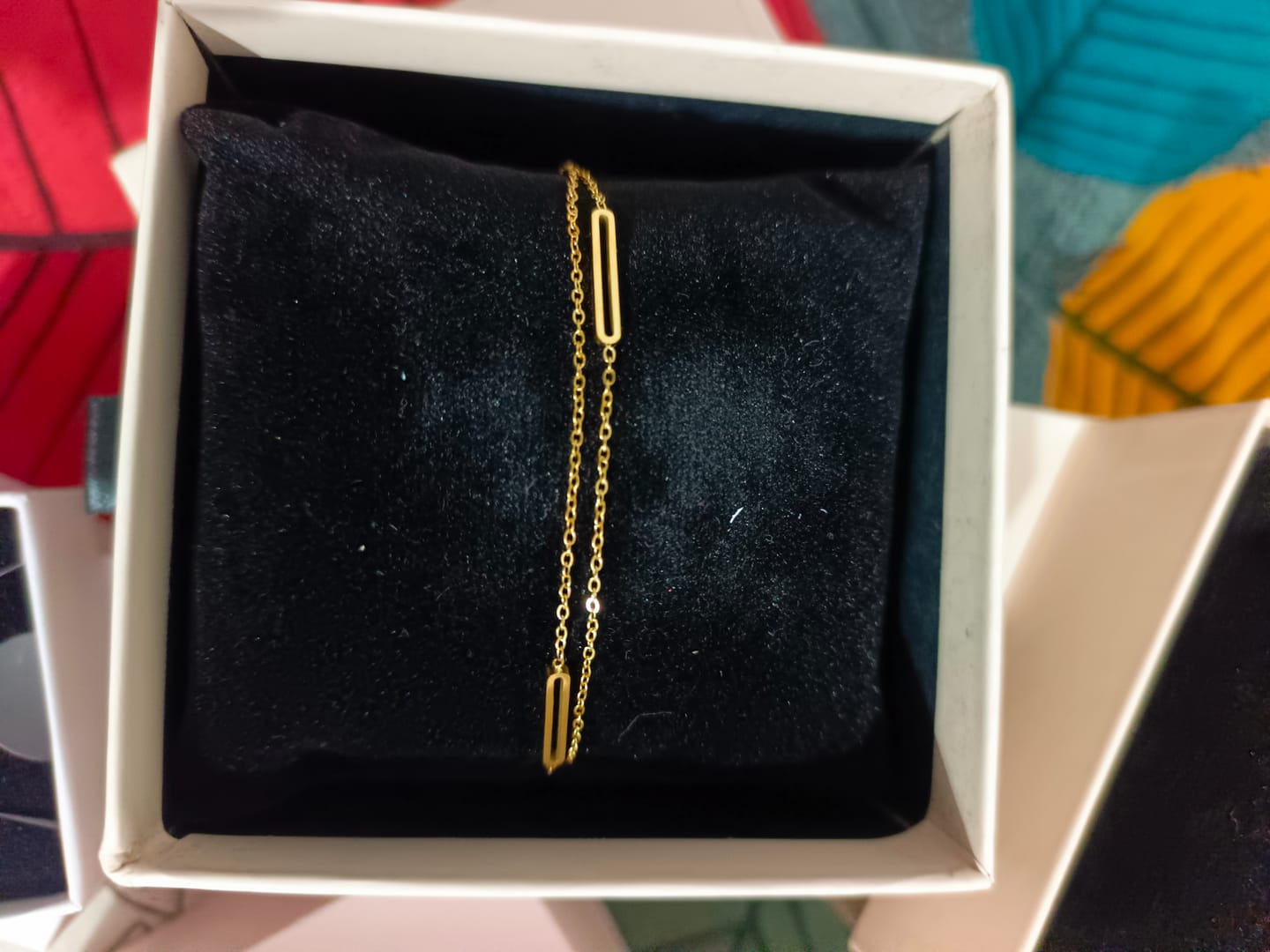Customer photo review of Bar Layered Chain Bracelet