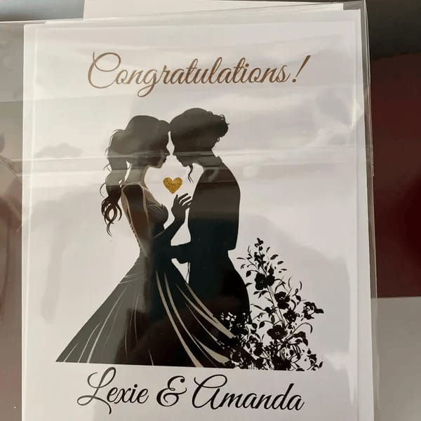 Customer photo review of Wedding Greeting Card, Newly Married Lesbian Couple: Congratulations!