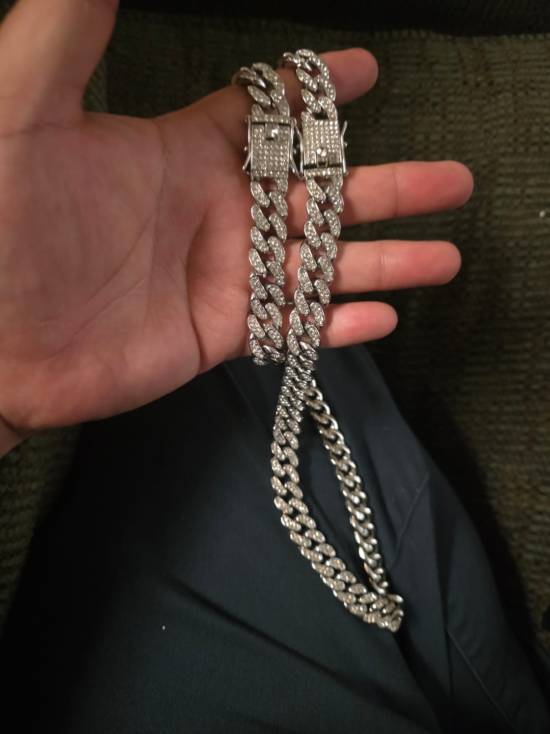 Customer photo review of 12.5mm Cuban Chain + Bracelet - White Gold