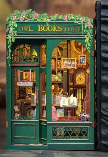 Customer photo review of DIY Book Nook kit - Owl Bookstore