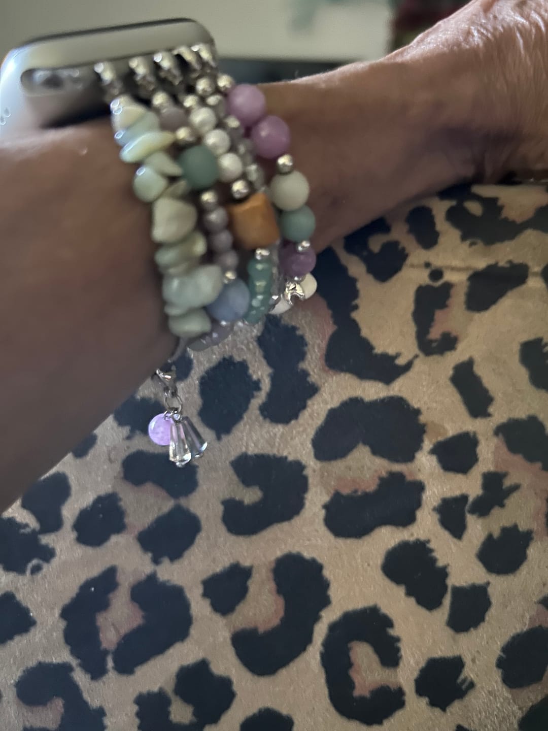 Customer photo review of Seaside Dreams Stretch Apple Watch Strap