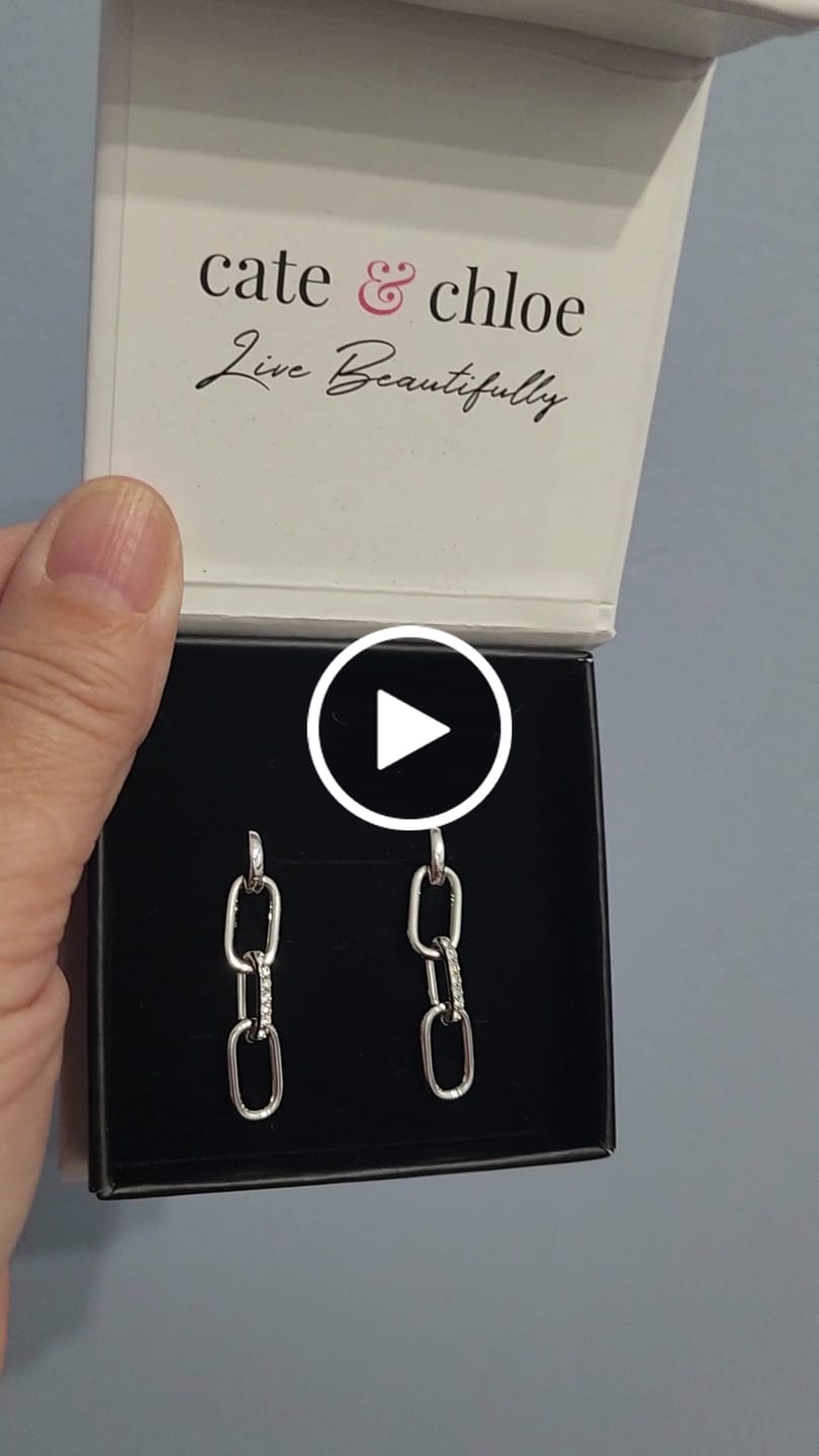 Customer video review of Brinlee 18k White Gold Plated Chain Dangle Earrings with Swarovski Crystals for Women
