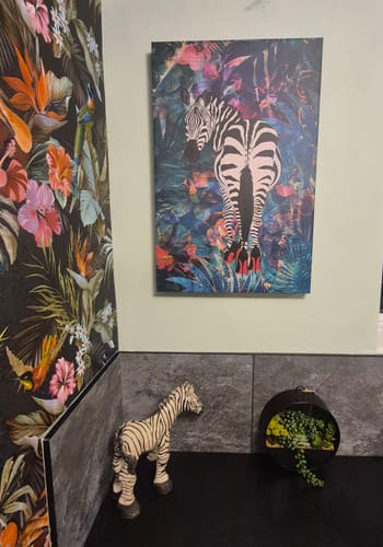 Customer photo review of Exotic Zebra Wearing Heels Canvas Print