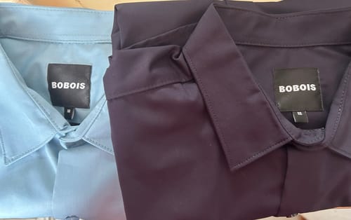 Customer photo review of Camisas Para Hombre Manga Corta Spandex Bambú B61352 Marino