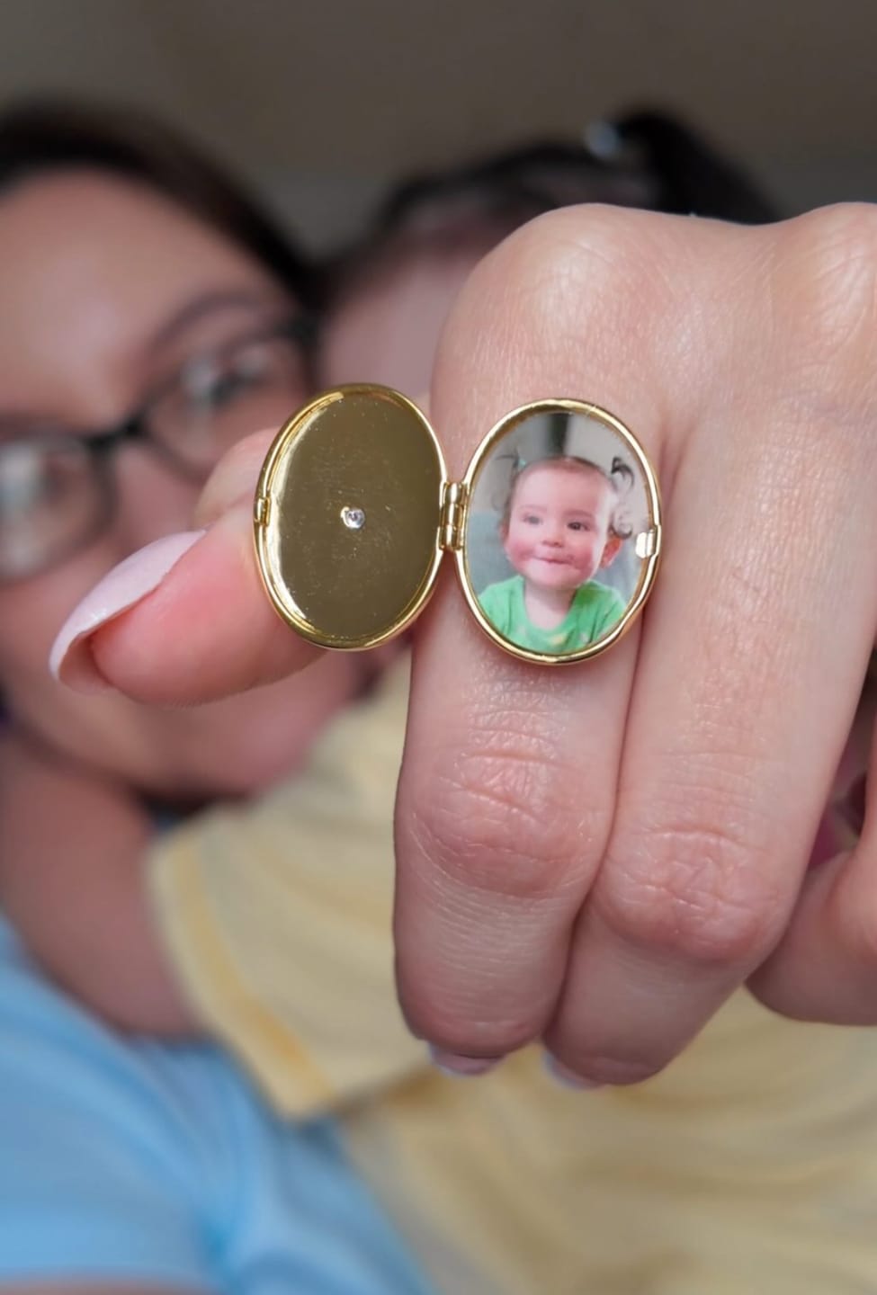 Customer photo review of Custom Photo Locket Ring