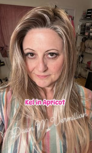 Customer photo review of [PRE-ORDER] JBEXTENSION 22 Inches Apricot Pre-Cut Snowflake Lace Frontlace Glueless Wig KEL APRICOT【PERMATEASE】【BENDY EAR TABS】- S/M
