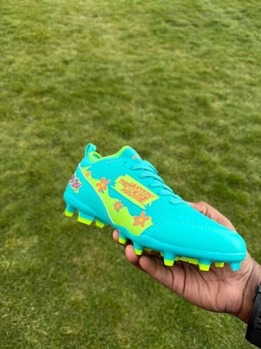 Customer photo review of Scooby-Doo Mystery Machine Cleats — Velocity 3.0 by Phenom Elite