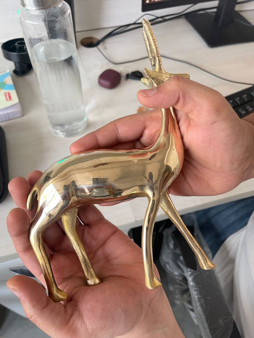 Customer photo review of Handcrafted Brass Deer Idol Vastu Remedy for Stability, Stamina and Energy Balance for WNW Zone, Home and Office Placement | 12 x 22 cm | 820 gm