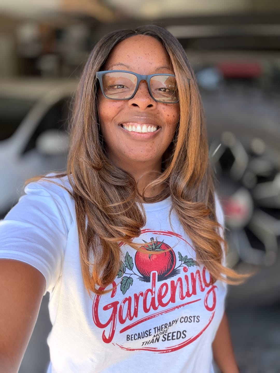Customer photo review of Gardening Therapy Quotes T-Shirt