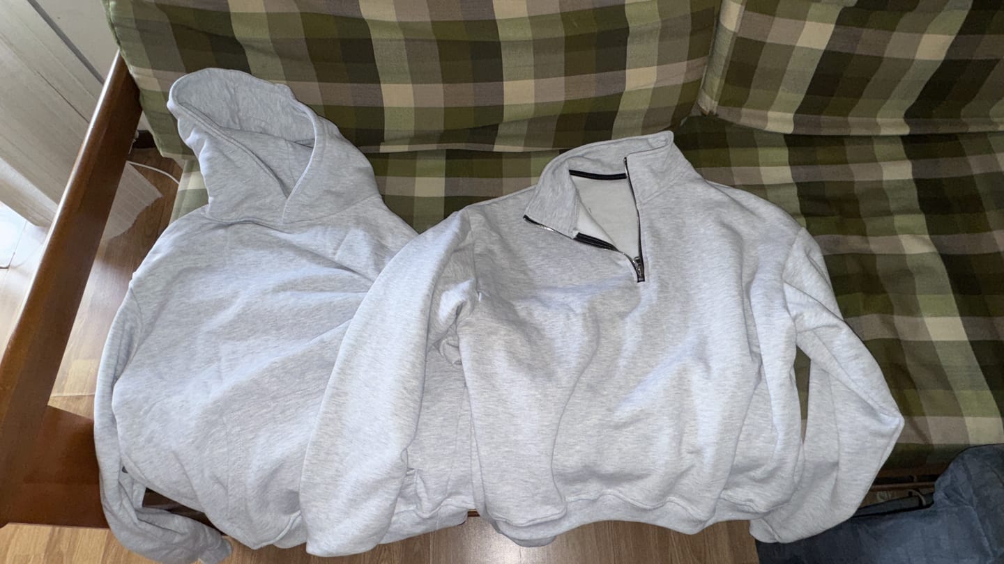 Customer photo review of Sweatshirt Half Zip Blanks 330GSM Black