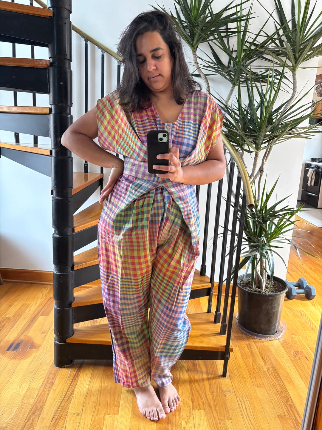 Customer photo review of VENUS WRAP JUMPER | POSTCARD CHEX