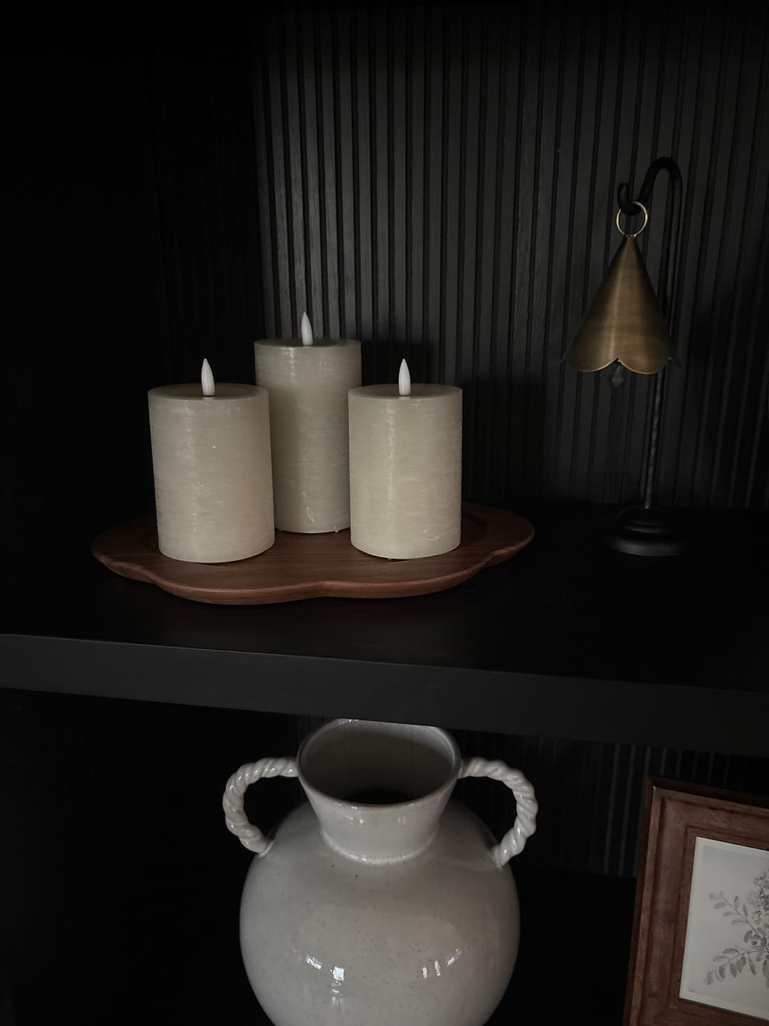 Customer photo review of Beige Textured Flameless Pillar