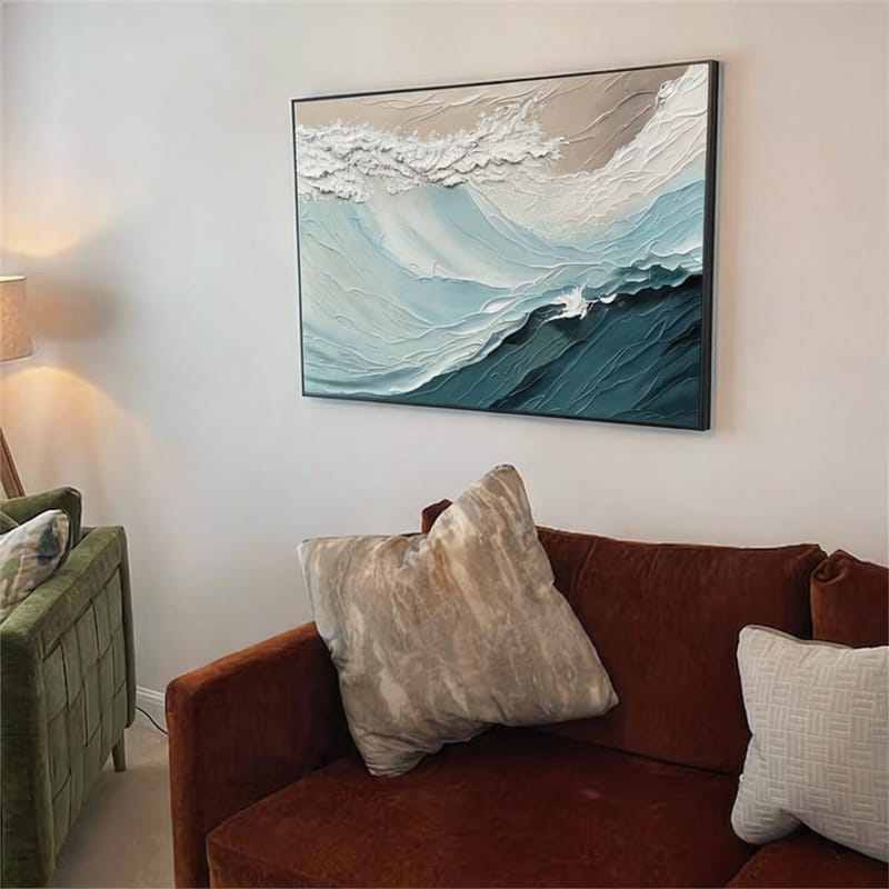 Customer photo review of Blue Textured Minimalist Wall Art #BL001