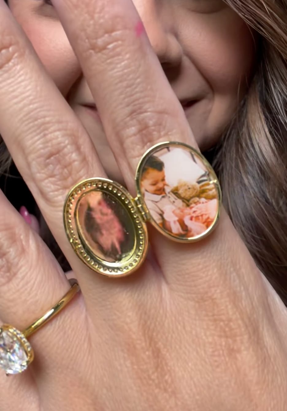 Customer photo review of Custom Photo Locket Ring