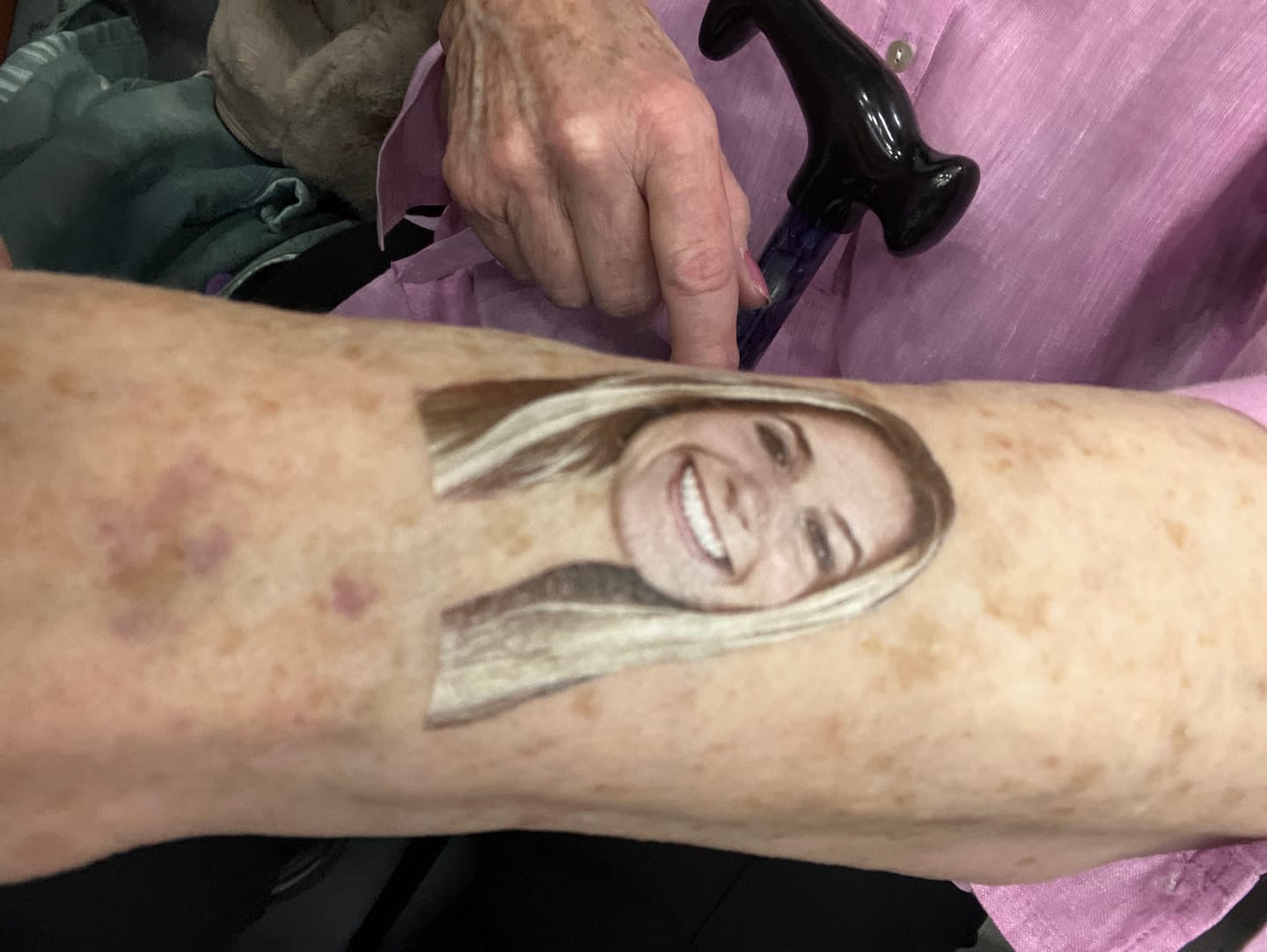 Customer photo review of Custom Photo Face Temporary Tattoo
