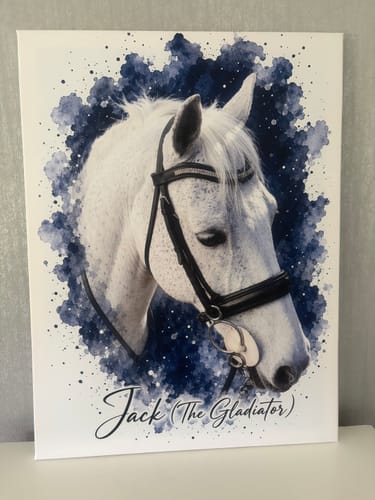 Customer photo review of Your Horse as Watercolor Portrait