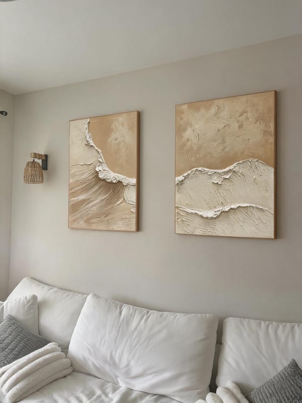 Customer photo review of Beige & Brown Textured Minimalist Wall Art Set of 2 #BM028