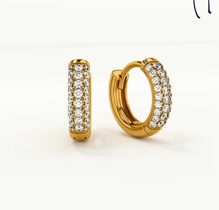 Customer photo review of Diamond Huggie Hoop Earrings