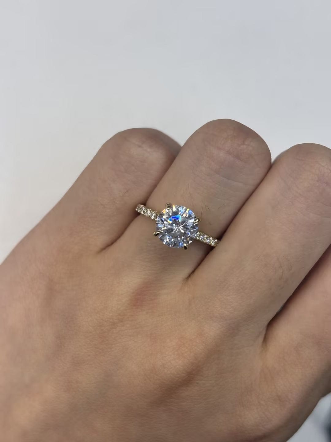 Customer photo review of S925 2.0 Ct Round Cut Engagement Ring Hidden Halo Everyday Wearable Ring In Sterling Silver