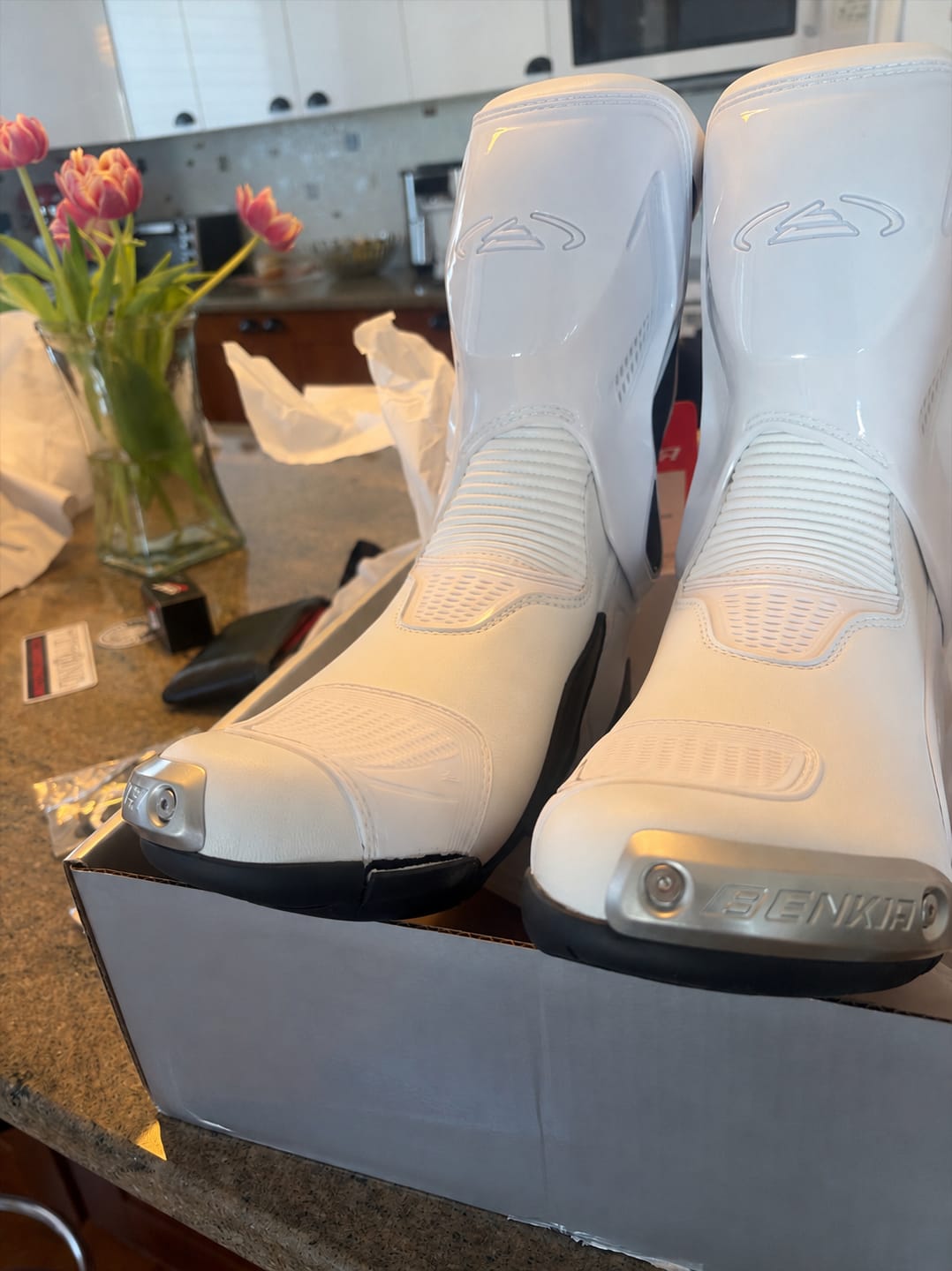 Customer photo review of Motorcycle Riding Boots White