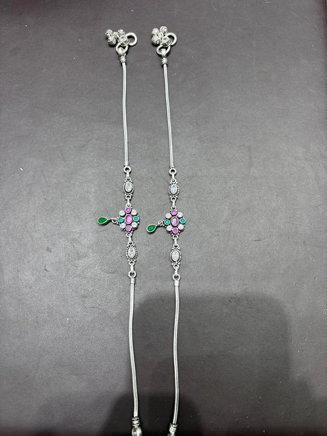 Customer photo review of Silver Anklet with Pink and Green Stones