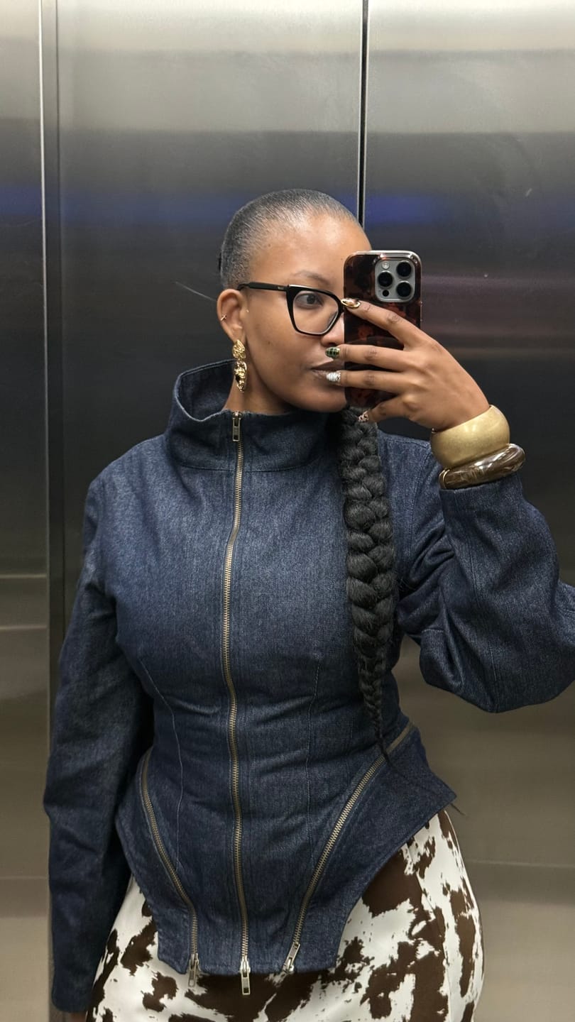 Customer photo review of Alexa Jacket - Dark Indigo Denim